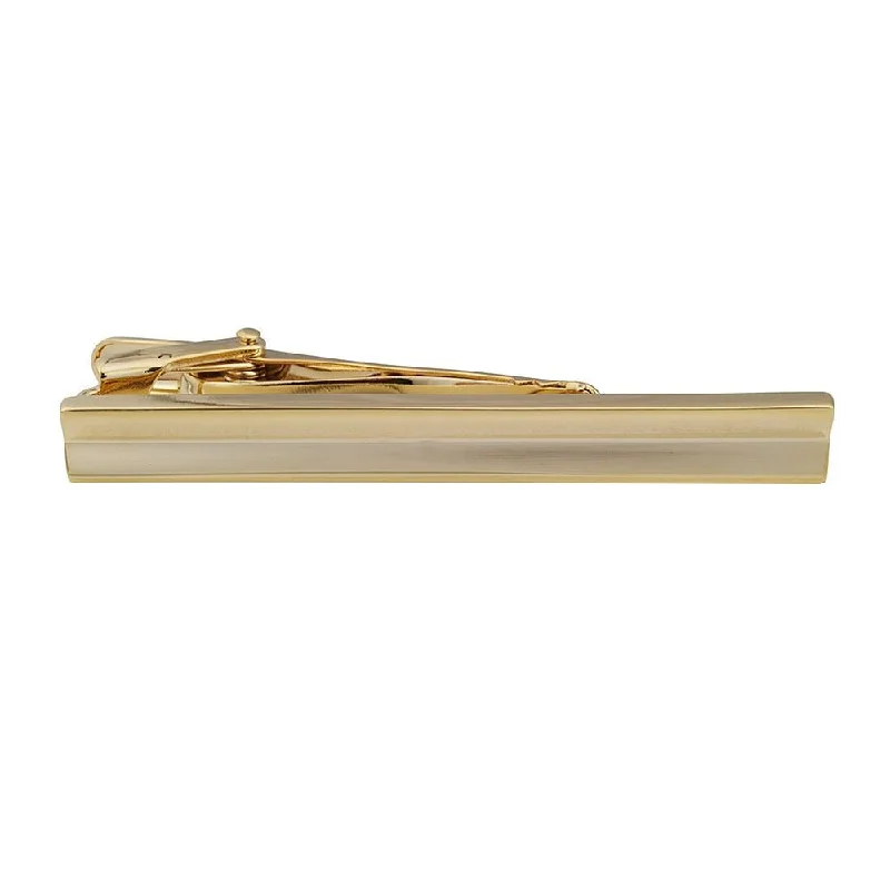 Simple brushed metal tie clip for men with clean lines and modern look -Inverted Gold Plated Tie Bar