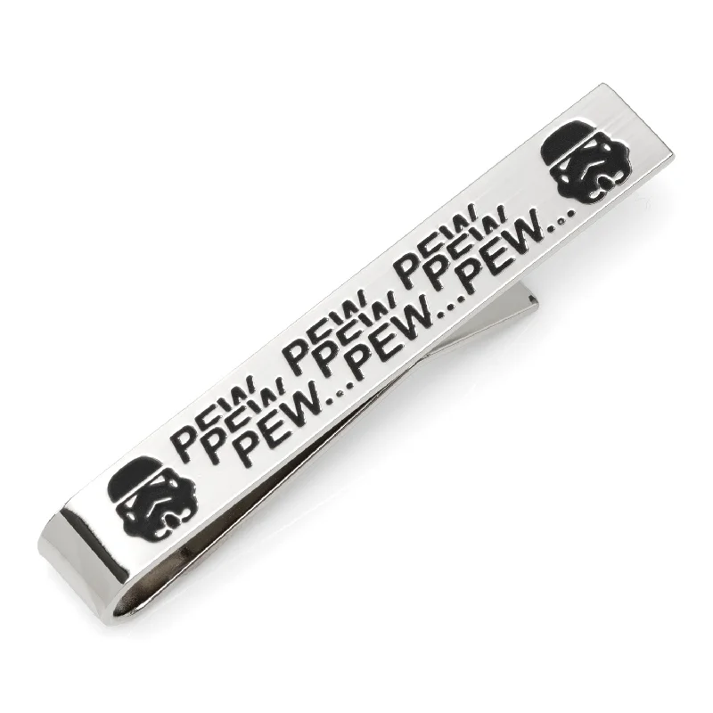 Sleek silver tie clip for men with minimalist design for everyday wear -Pew Pew Pew Stormtrooper Tie Bar