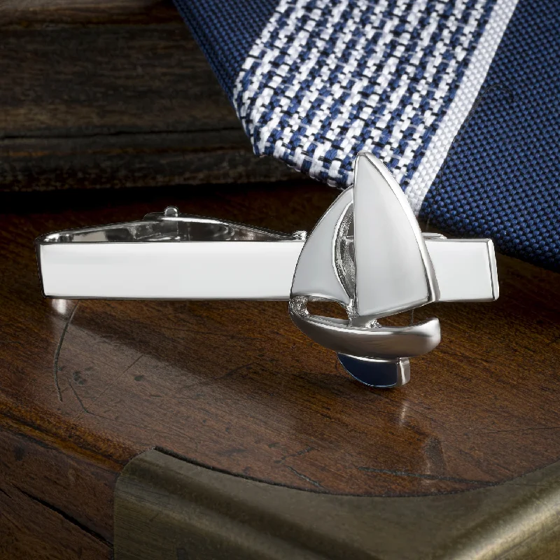 Elegant wooden tie clip for men with smooth finish and modern design -Blue Yacht Tie Bar