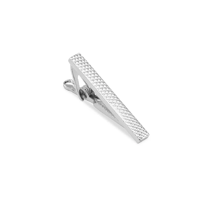 Slim profile tie clip for men with sleek design and minimal appearance -Mini Silver Shark Skin Tie Bar