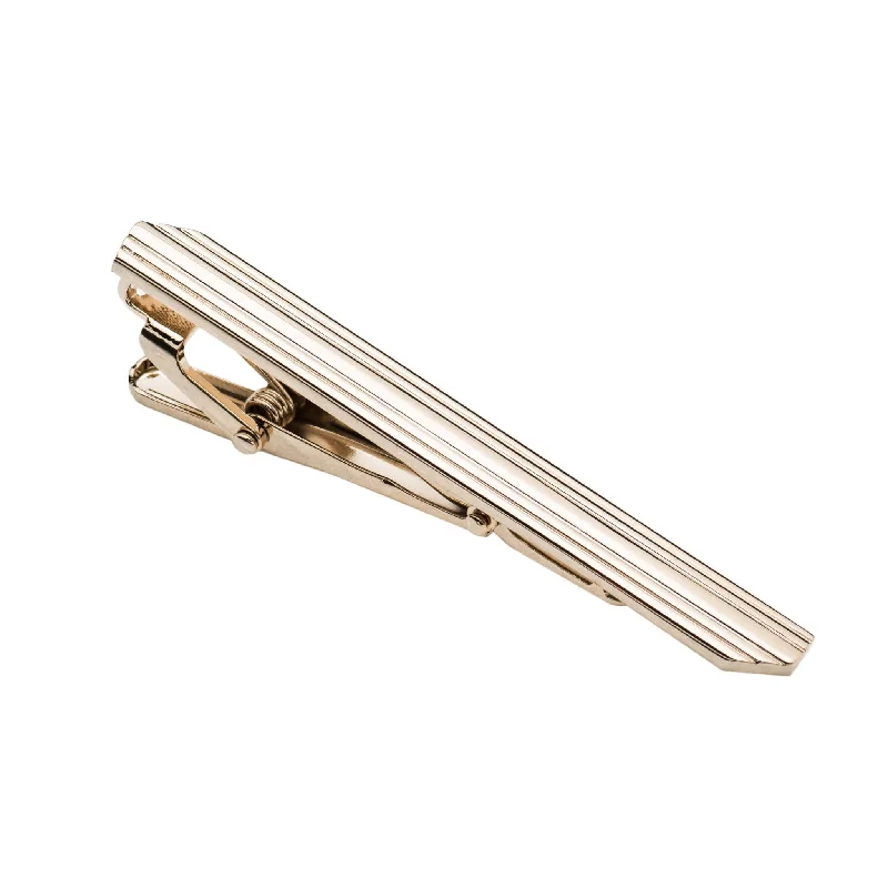 Simple brushed metal tie clip for men with clean lines and modern look -Suffolk Gold Stainless Steel Tie Bar