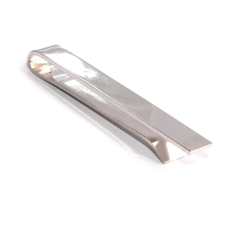 Sleek tie clip for men with polished chrome finish and contemporary look -Shining Silver Square Clasp Tie Bar