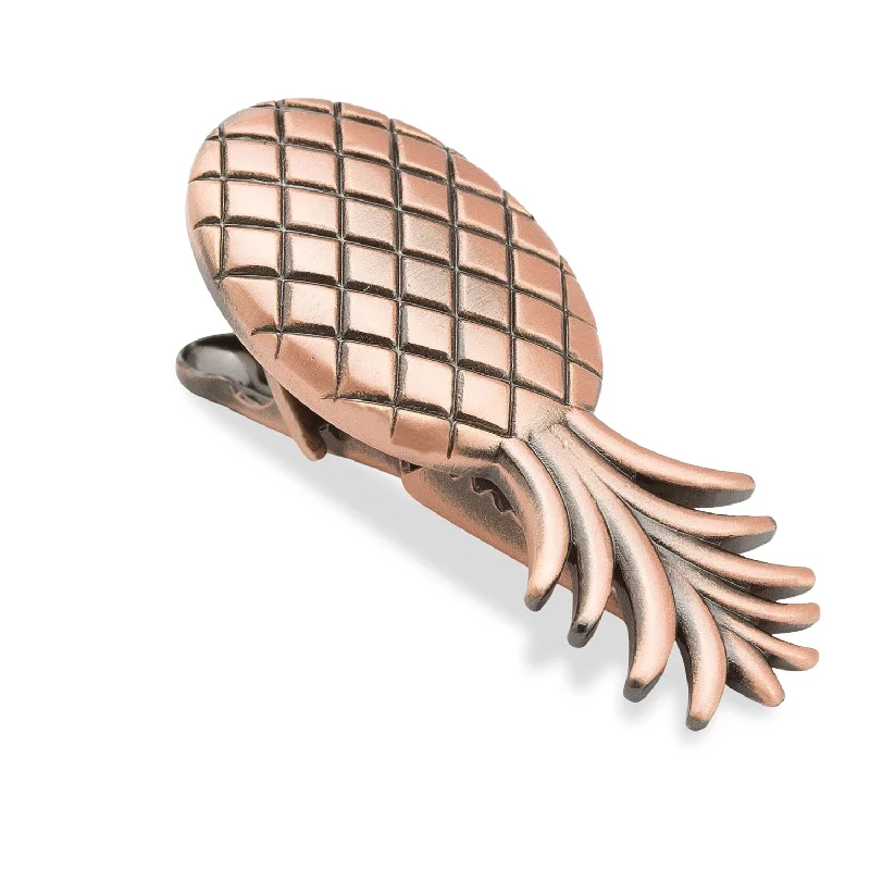 Designer tie clip for men with premium materials and custom details -Costa Rican Copper Pineapple Tie Bar