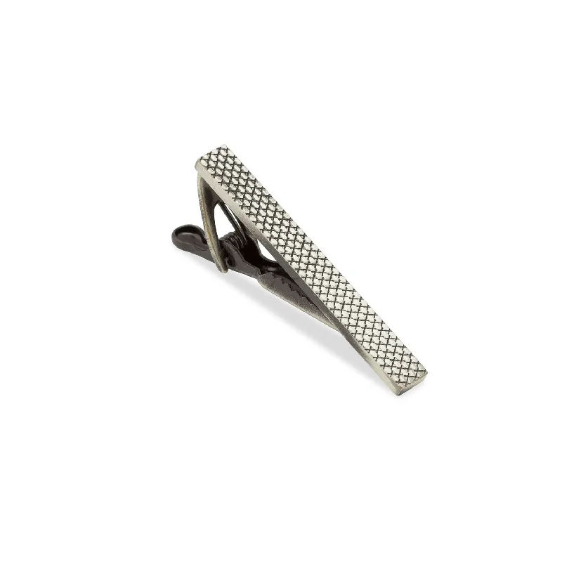 Retro-style tie clip for men with vintage flair and timeless appeal -Mini Connery Antique Silver Tie Bar