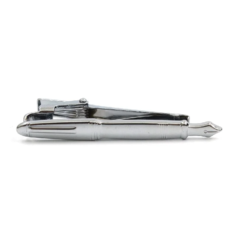 Elegant rose gold tie clip for men with luxurious shine and sophisticated design -Silver Pen Tie Bar