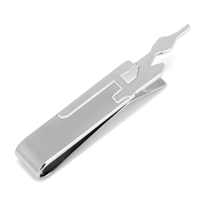 Personalized tie clip for weddings with custom initials or date engraving -Enterprise Silhouette Tie Bar