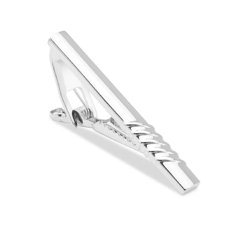 Designer tie clip for men with premium materials and custom details -Wiseman Silver Tie Bar