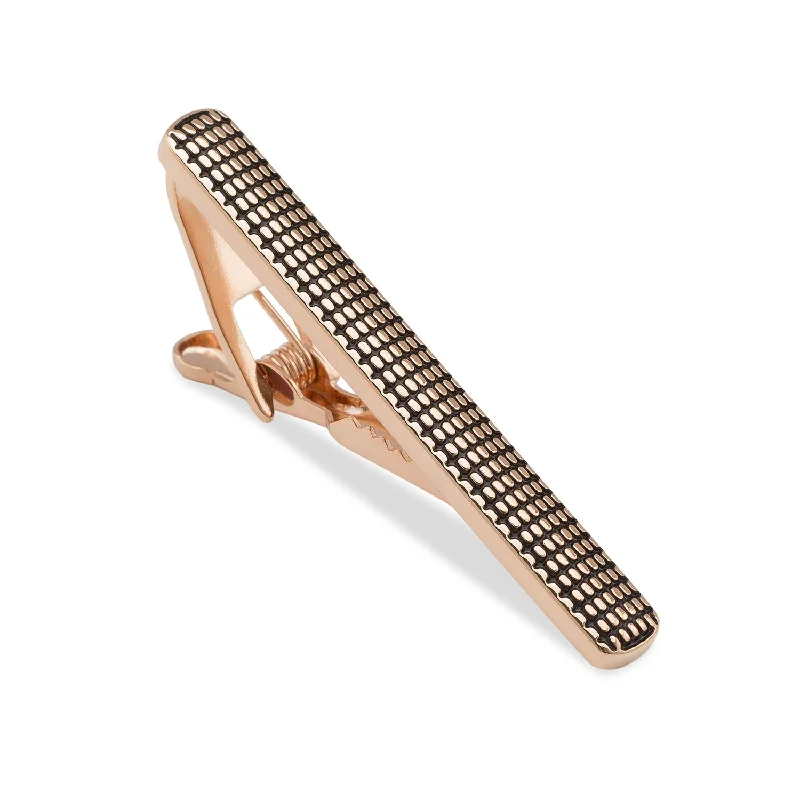 Polished stainless steel tie clip for men with smooth finish and durable quality -Royale Rose Gold Tie Bar