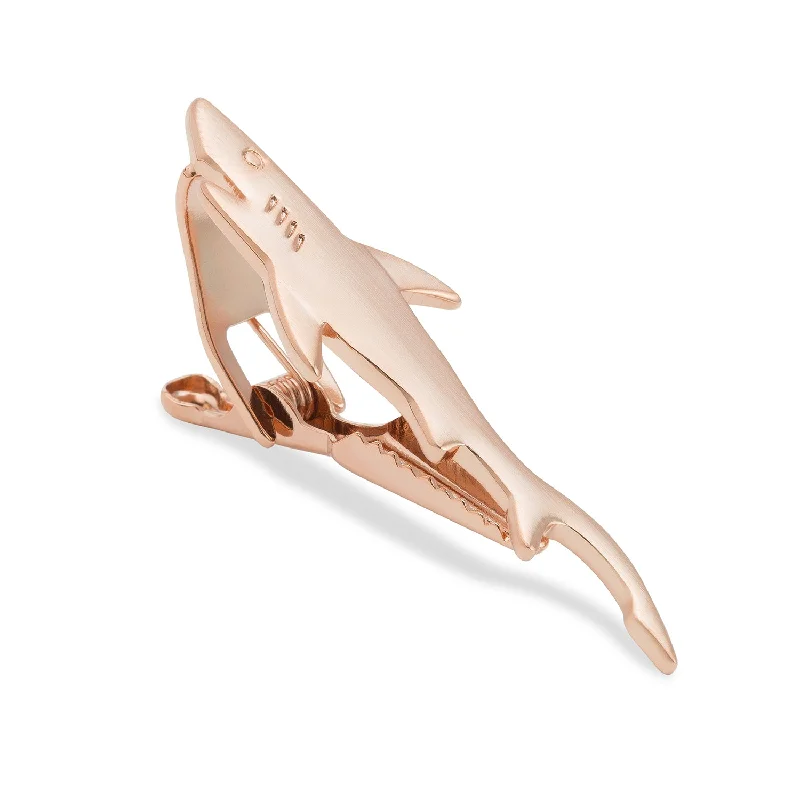 Stylish black tie clip for men with matte design for contemporary style -Rose Gold Shark Tie Bar