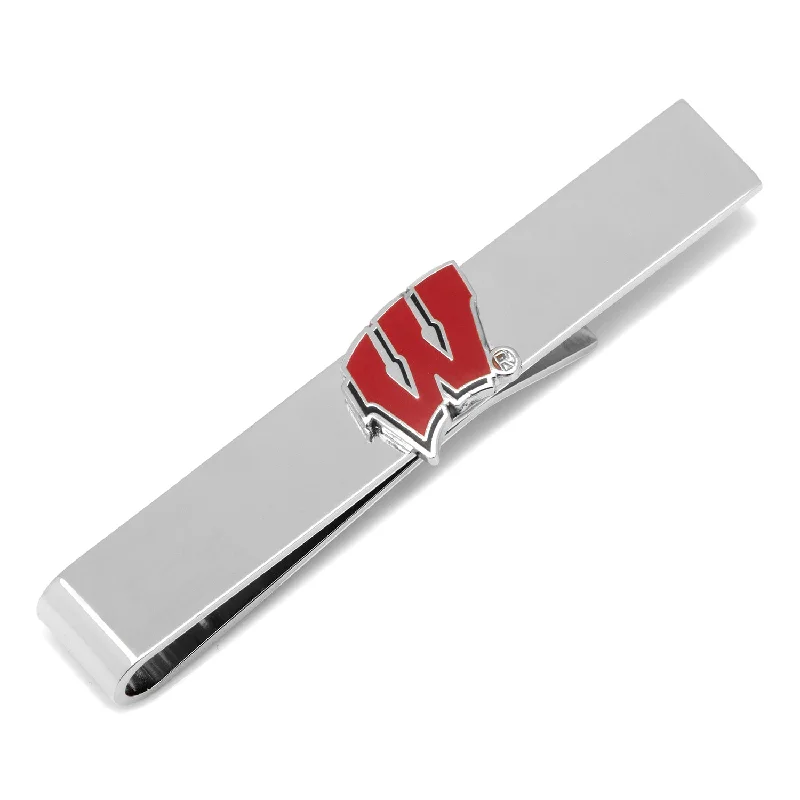 Classic tie clip for men with engraved initials for a personalized gift -University of Wisconsin Badgers Tie Bar