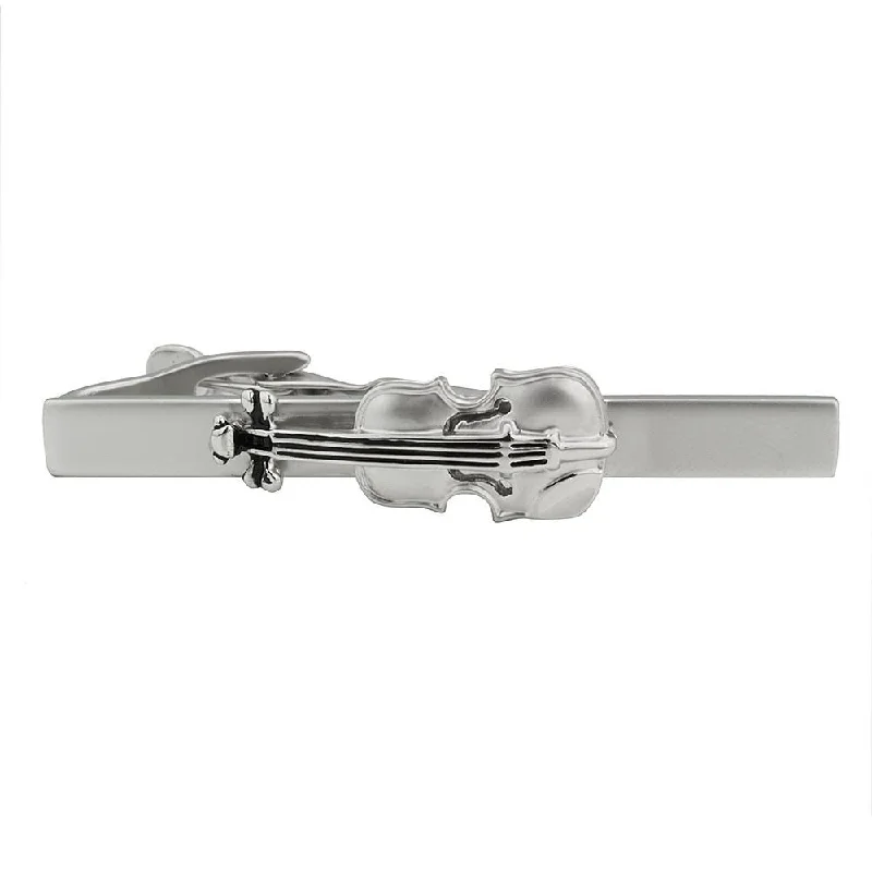 Subtle matte tie clip for men with understated design for professional settings -Violin Tie Bar