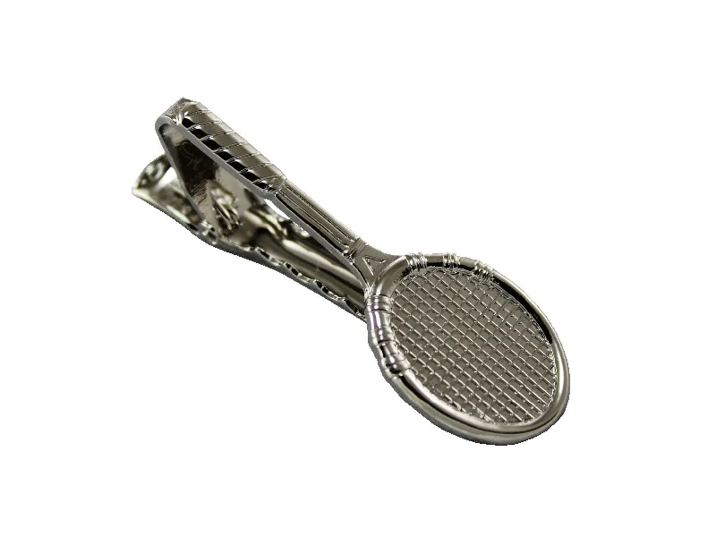 Geometric shape tie clip for men with bold angles and modern styling -Tennis Racket Tie Bar