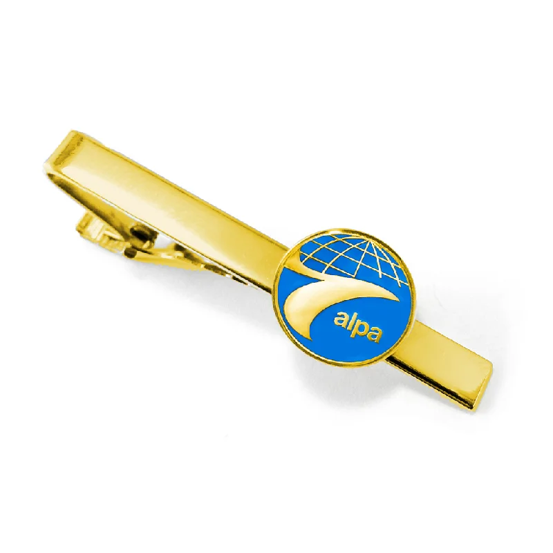 Subtle matte tie clip for men with understated design for professional settings -Tie Bar w/ ALPA Logo - Gold Tone