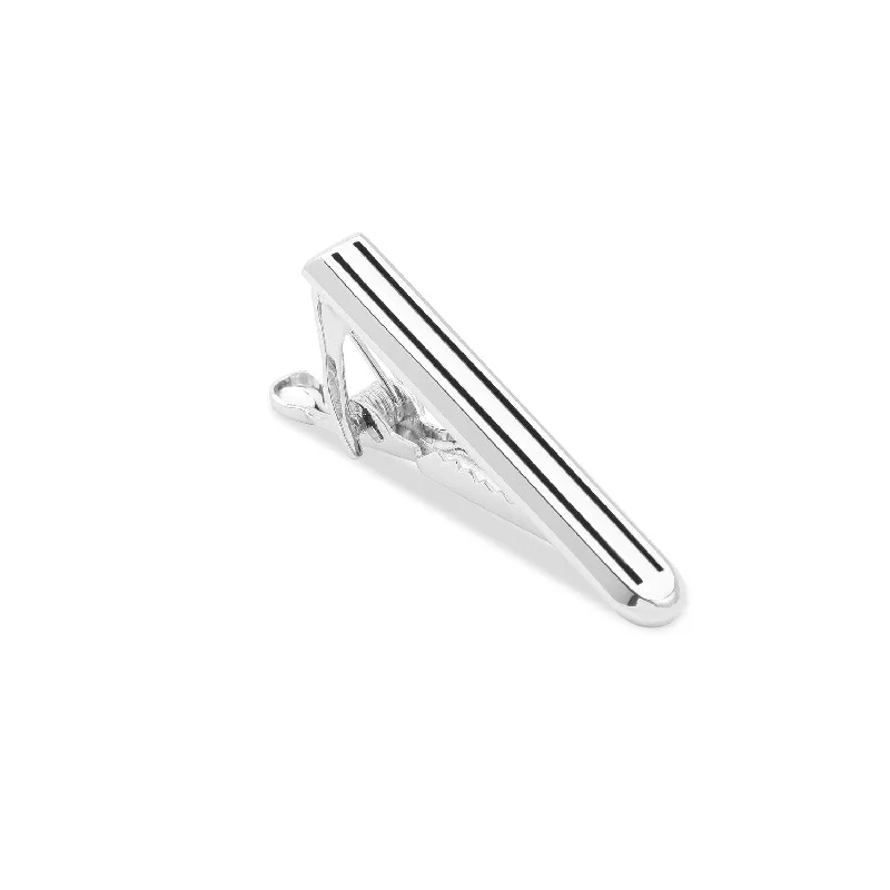 High-quality silver tie clip for men with sleek and stylish design -Mini Silver Pinstripe Tie Bar