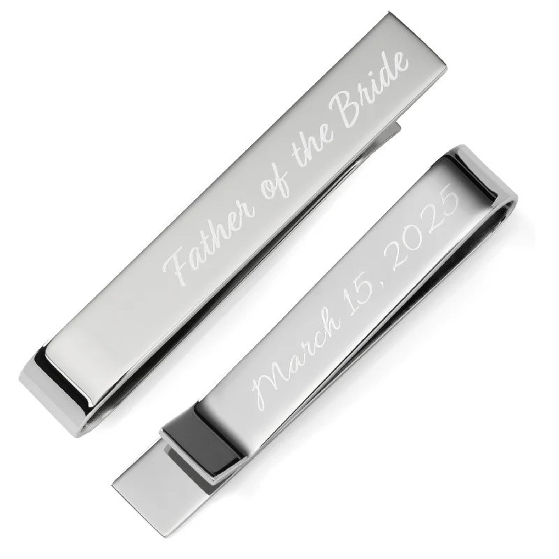 Luxury tie clip for men with intricate design and custom engraving options -Wedding Title Engravable Tie Bar