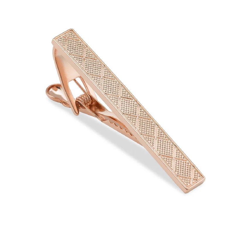 Titanium tie clip for men with strong, lightweight design and sleek finish -Monte Carlo Rose Gold Tie Bar