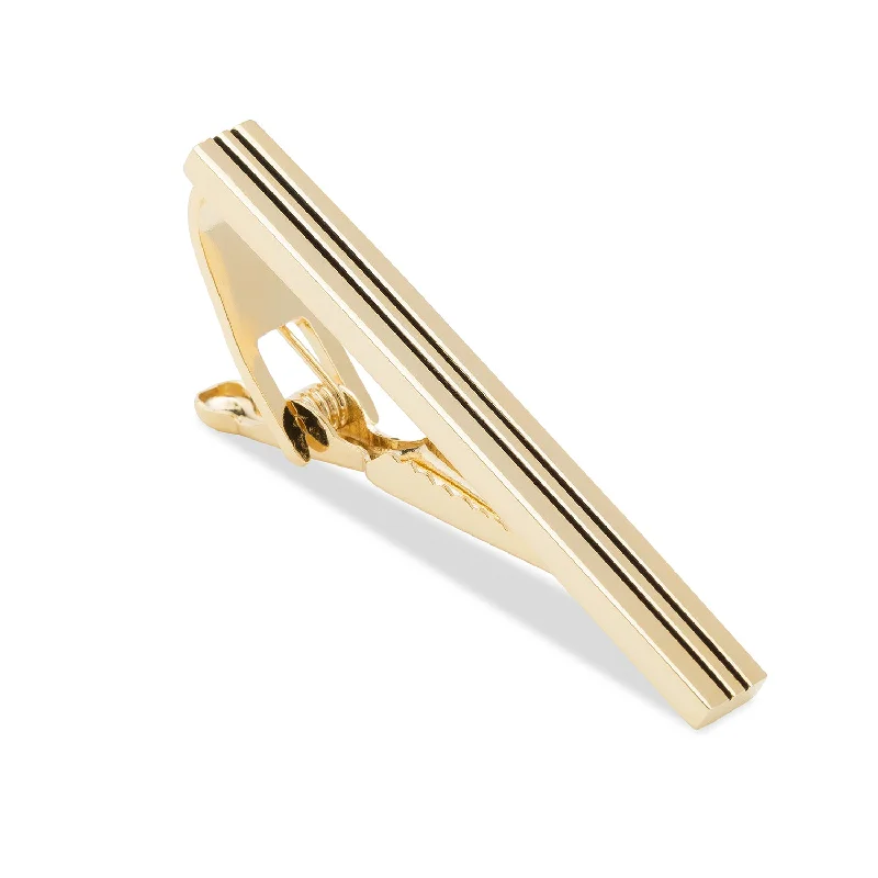 Vintage bronze tie clip for men with unique patina finish and rustic appeal -Sinatra Gold Tie Bar