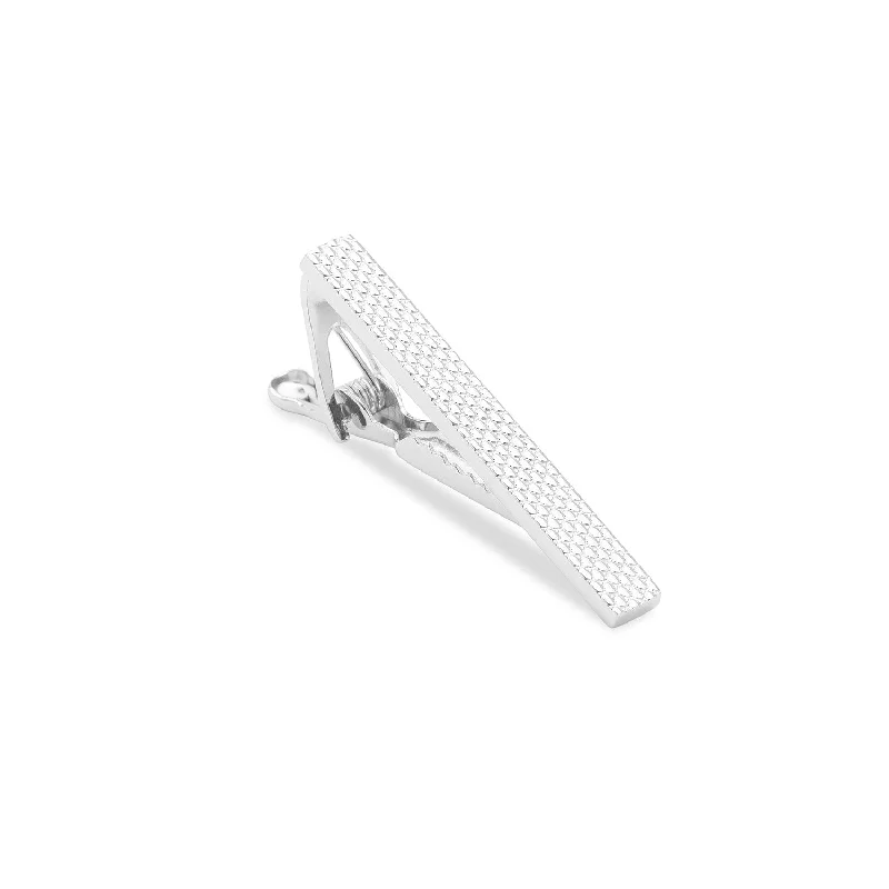 Designer-inspired tie clip for men with luxurious materials and custom design -Mini Connery Silver Tie Bar