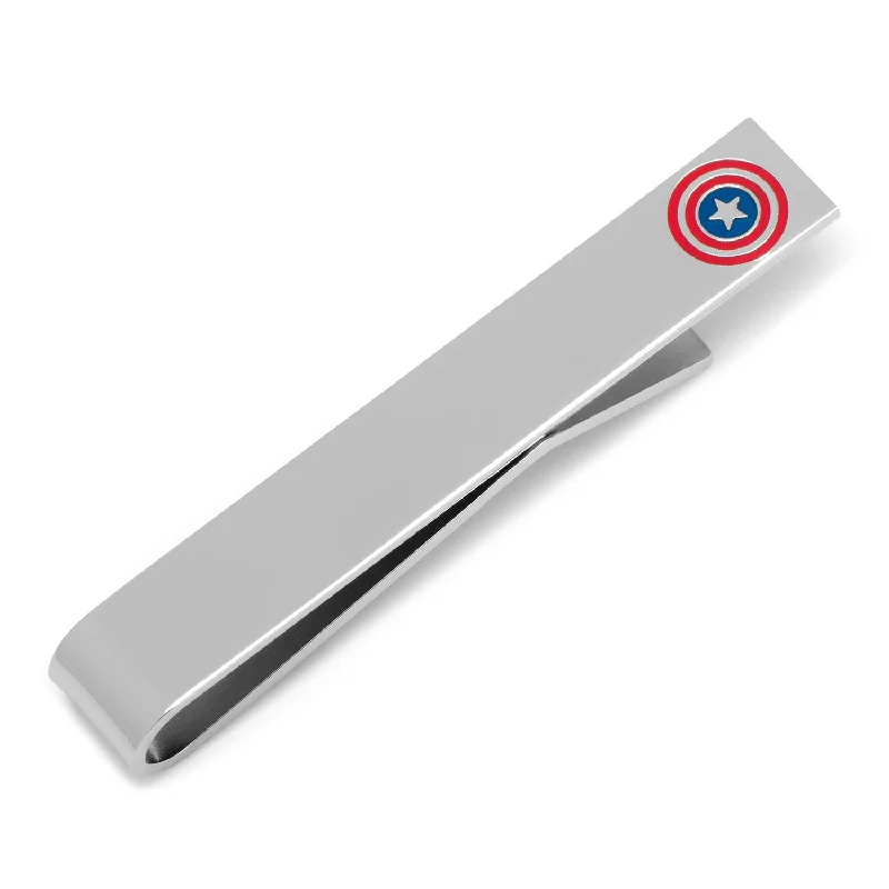 Elegant silver tie clip for men with sleek and polished design -Captain America Shield Tie Bar