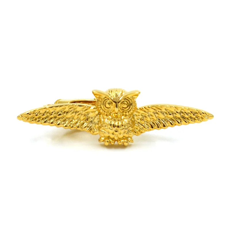 Luxury tie clip for men with polished finish and elegant detailing for formal use -Owl Gold Tie Bar