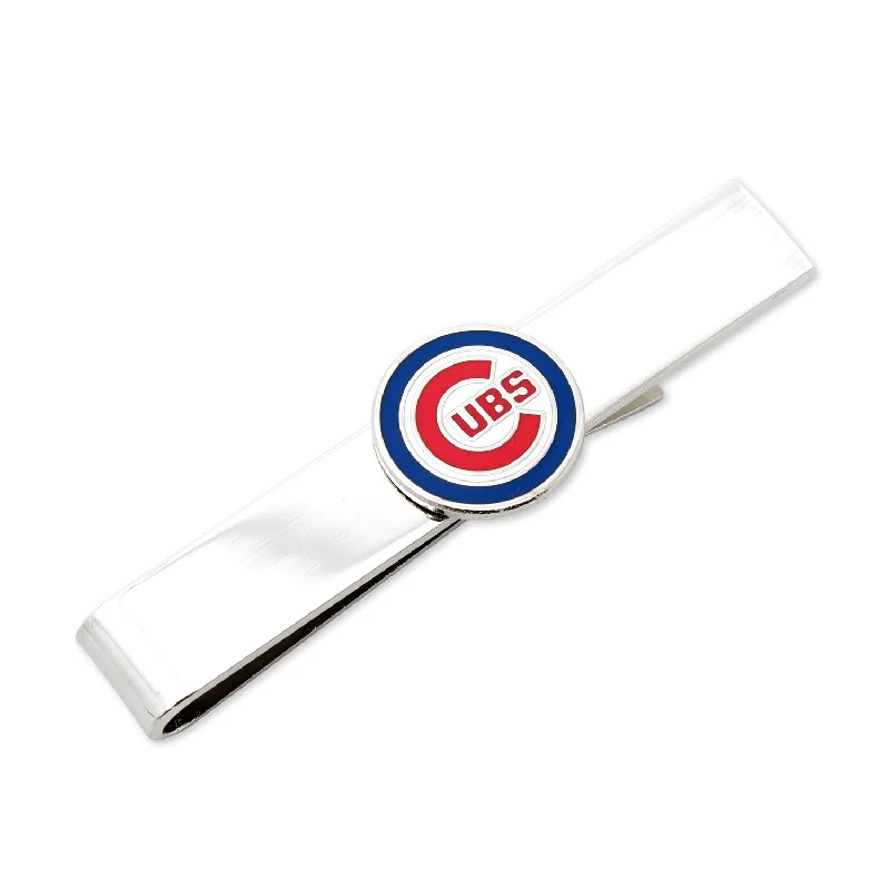 Personalized silver tie clip for men with engraved initials and high-quality build -Chicago Cubs Tie Bar