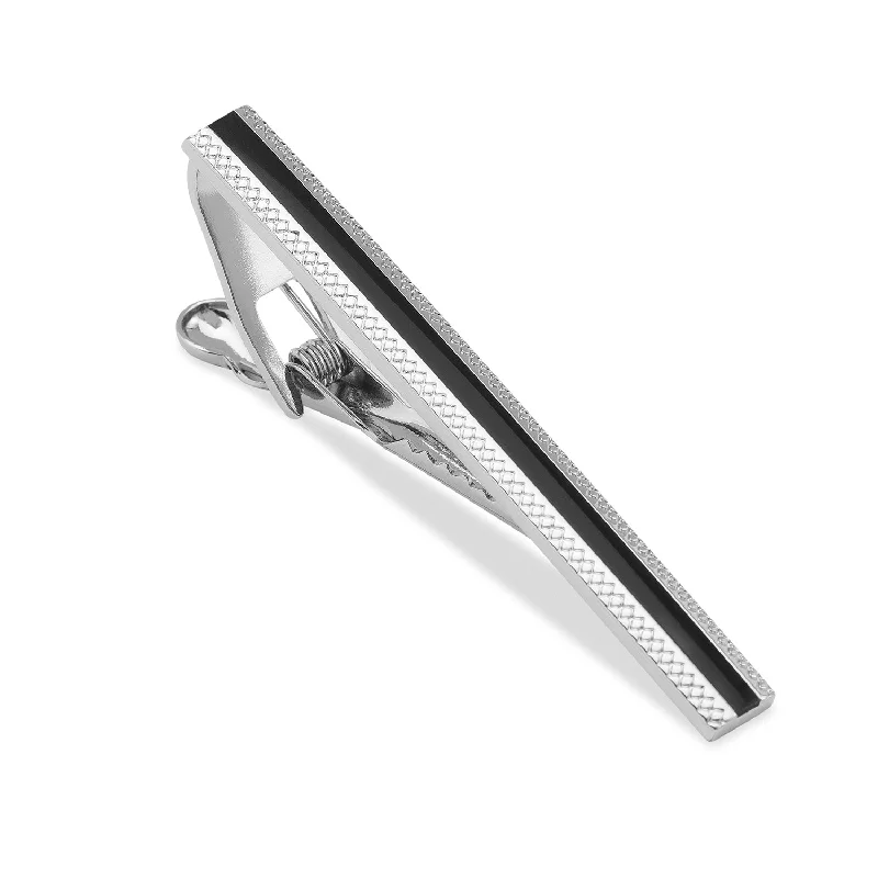 Personalized silver tie clip with engraved message for unique gift option -John Montagu Silver Tie Bar