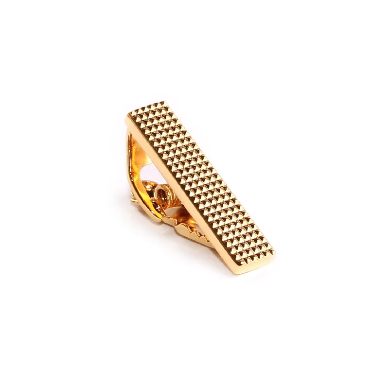 Professional tie clip for men with sleek and durable construction for business use -Mini Studded Gold Skinny Tie Bar