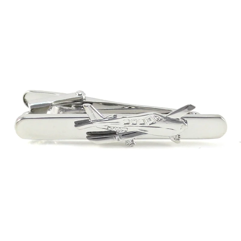 Elegant pearl tie clip for men with subtle elegance and refined charm -Kauai Silver Airplane Tie Bar