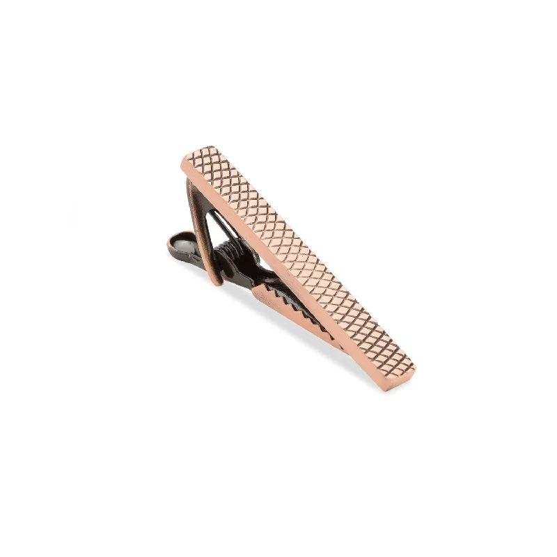 Custom initial tie clip for men with personalized letters for a unique touch -Mini Antique Copper Dragon Skin Tie Bar