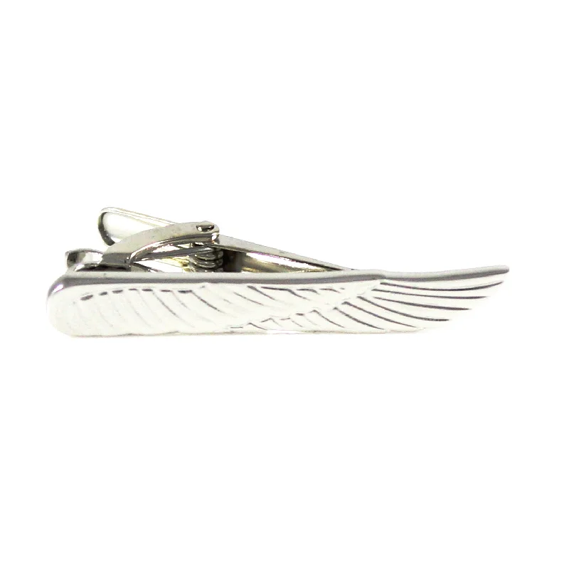 Classic black tie clip for men with subtle matte design and modern finish -Maui Silver Wing Tie Bar