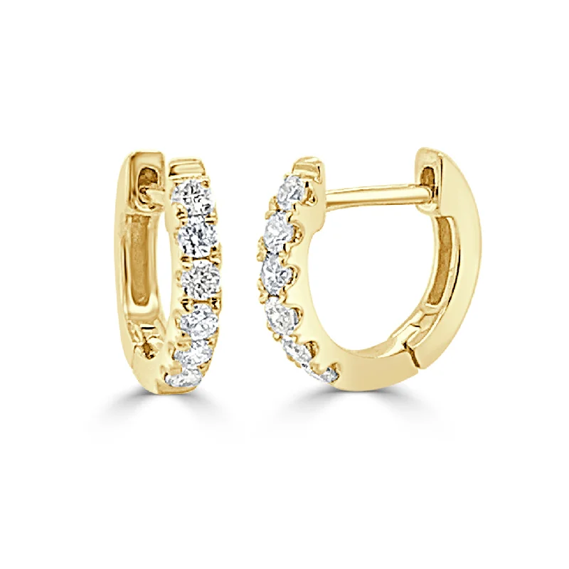 Best hoop earrings with rose gold for a romantic and warm aesthetic-14k Gold & Diamond Huggie Earrings