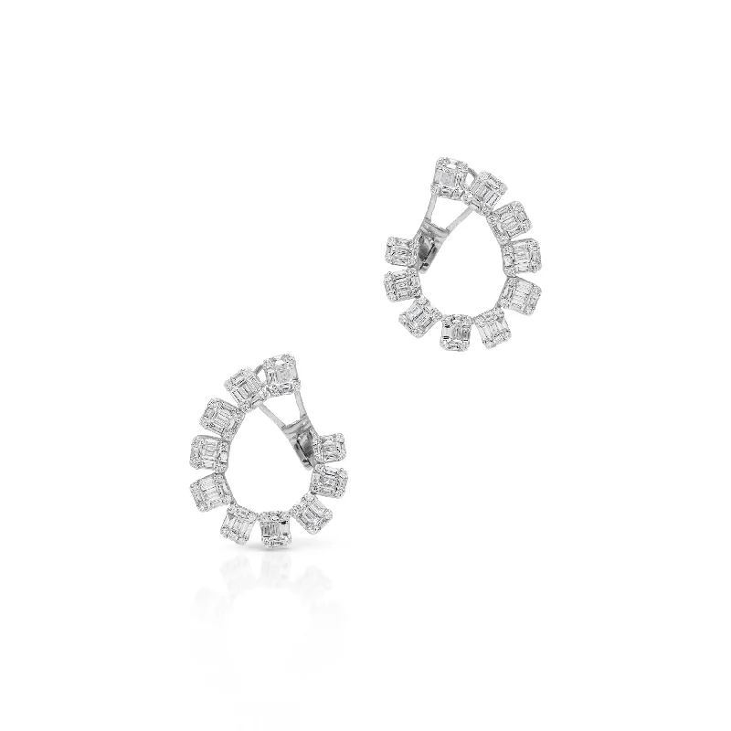 Hoop earrings with polished silver finish for a shiny, modern appeal-14KT White Gold Baguette Diamond Marceline Earrings