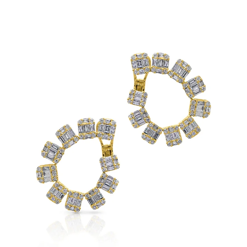 Best hoop earrings with Swarovski crystals for added sparkle and luxury-14KT Yellow Gold Baguette Diamond Marcela Earrings