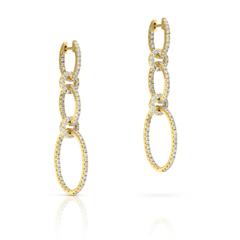 Stylish hoop earrings with diamond accents for an elegant and sparkling effect-14KT Yellow Gold Diamond Chain Link Earrings