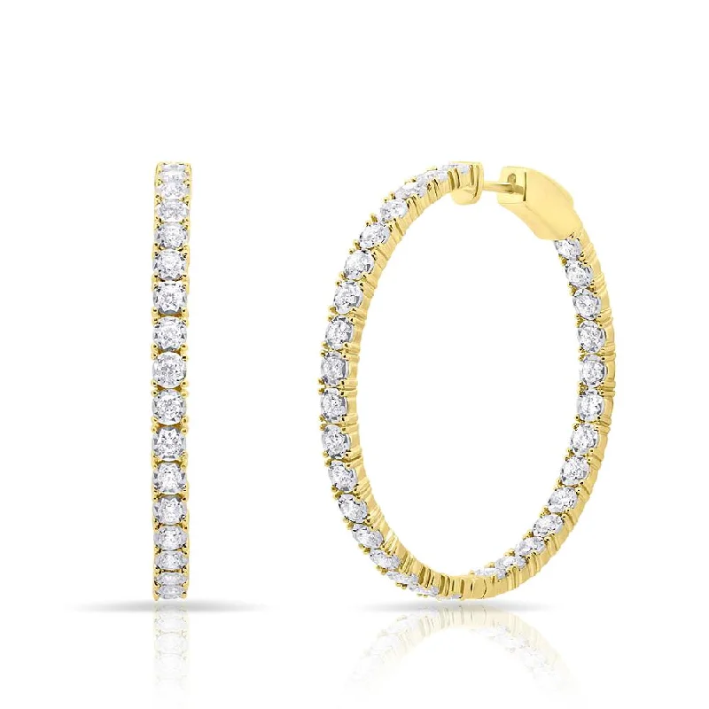 Hoop earrings with leather accents for a sleek and bold combination-14KT Yellow Gold Diamond Medium Bella Hoop Earrings