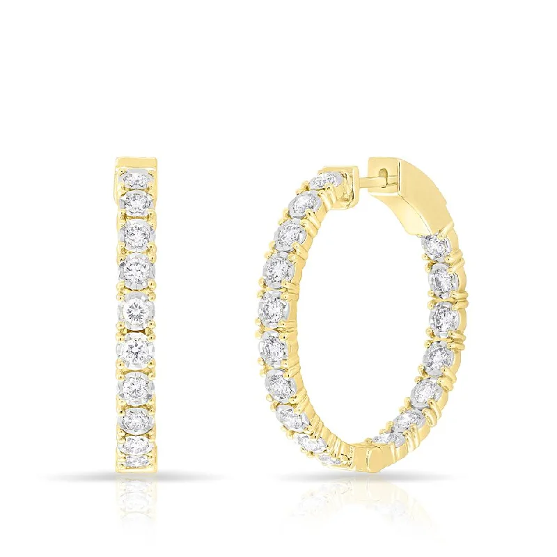 Best hoop earrings with geometric cuts for a sharp, modern appeal-14KT Yellow Gold Diamond Small Bella Hoop Earrings