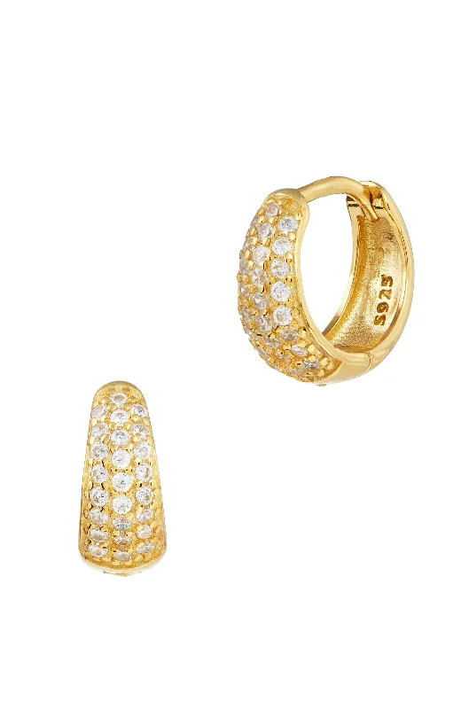 Hoop earrings with faceted crystals for added sparkle and shine-18K GOLD STERLING SILVER WHITE CZ HOOP EARRINGS