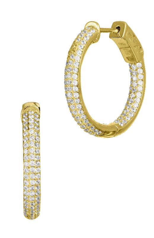 Hoop earrings with stacked layers for a bold and textured design-18k Gold Vermeil 1" inside out hoop earrings