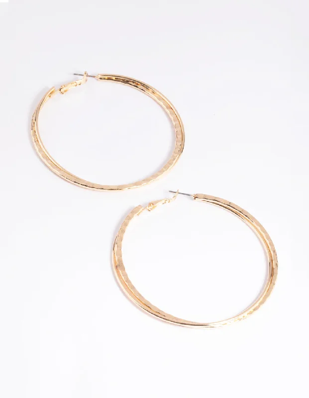 Hoop earrings with a matte black finish for a sleek, edgy vibe-Gold Long Hoop Earrings