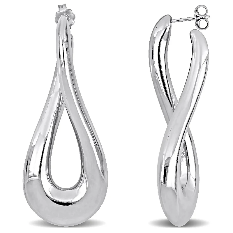 Hoop earrings with cut-out designs for a creative and lightweight effect-55 MM Oval Twist Hoop Earrings in Sterling Silver