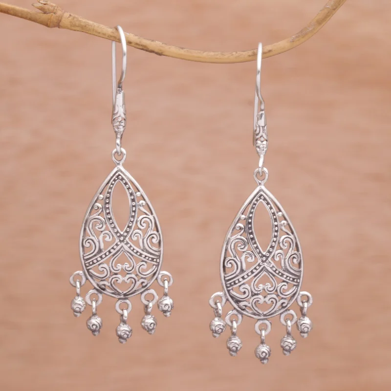 Best hoop earrings with gemstone accents for a colorful and elegant appearance-Ballroom Crest Artisan Handmade 925 Sterling Silver Chandelier Earrings