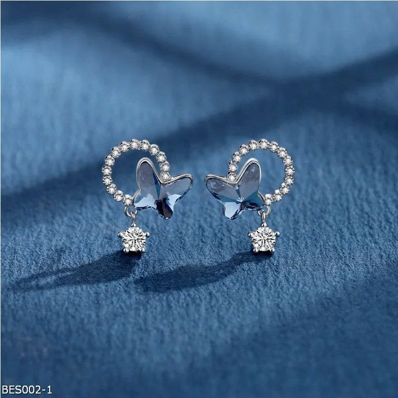 Hoop earrings with heart-shaped frames for a romantic and feminine look-Austrian crystal butterfly flower earrings