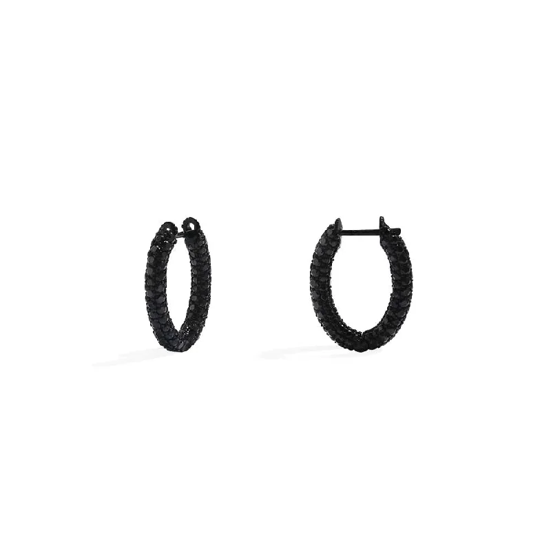 Best hoop earrings with gold for a luxurious and timeless look-Black Pavé Hoop Earrings