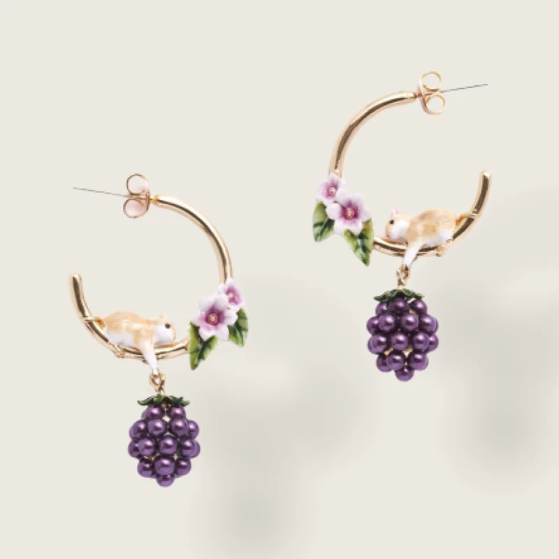 Best hoop earrings with detachable studs for a versatile and adjustable accessory-Blackberry and Mouse Hoop earrings