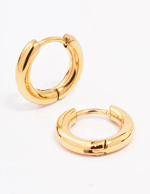 Hoop earrings with tortoiseshell designs for a chic and classic style-Gold Plated Surgical Steel Chubby Small Huggie Hoop Earrings