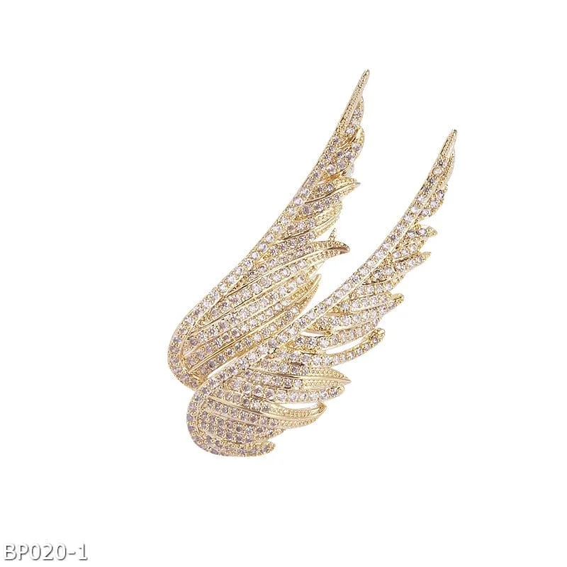 Hoop earrings with enamel stripes for a colorful and eye-catching design-Premium wing brooch