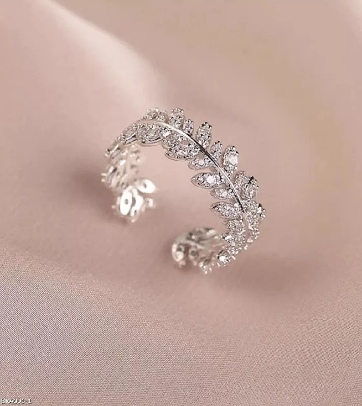 Best hoop earrings with Swarovski crystals for added sparkle and luxury-Silver feather open ring