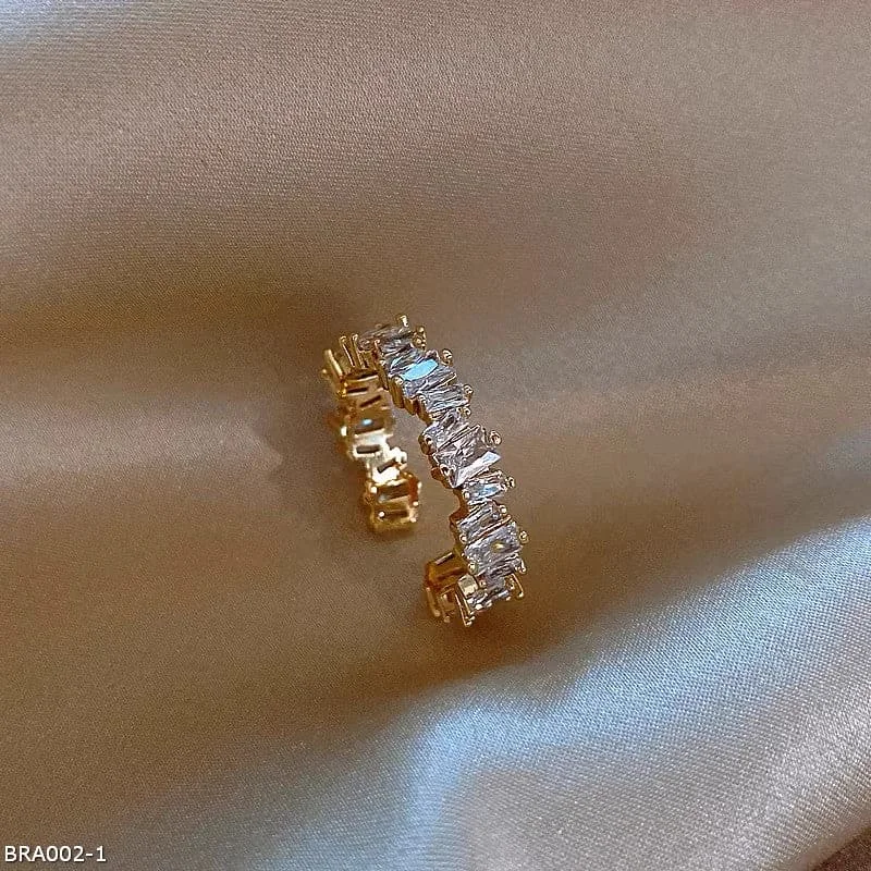 Classic hoop earrings with a thin profile for a sleek and subtle style-Premium gold irregular zircon open ring