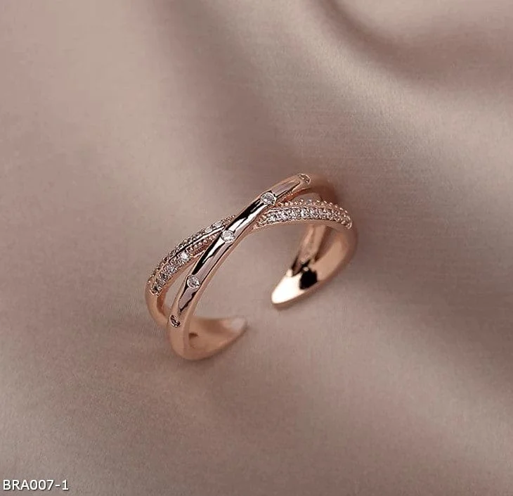 Hoop earrings with infinity loop designs for a continuous and eternal shape-Rose gold zircon cross open ring