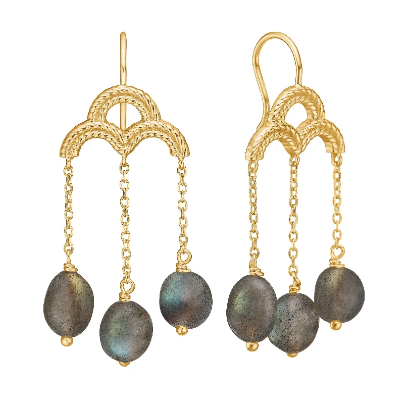 Best hoop earrings with enamel details for a colorful and modern look-Mirage 18K Gold Plated Earrings w. Laboradorite